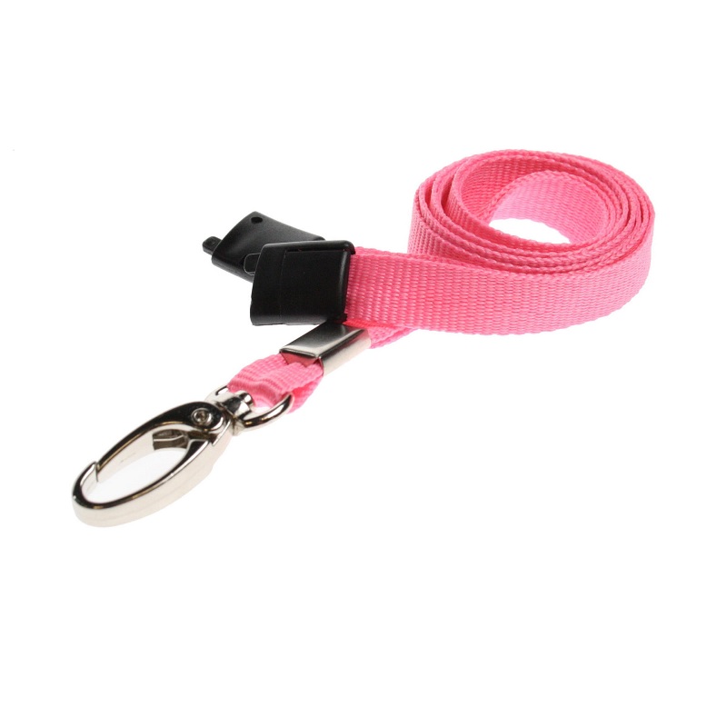 Billede af Pink / lyserød Lanyard / Halssnor / Keyhanger / Nøglesnor / Halsrem 10 mm med metal karabinhage. 100% polyester. Breakaway / break-away. 60270569